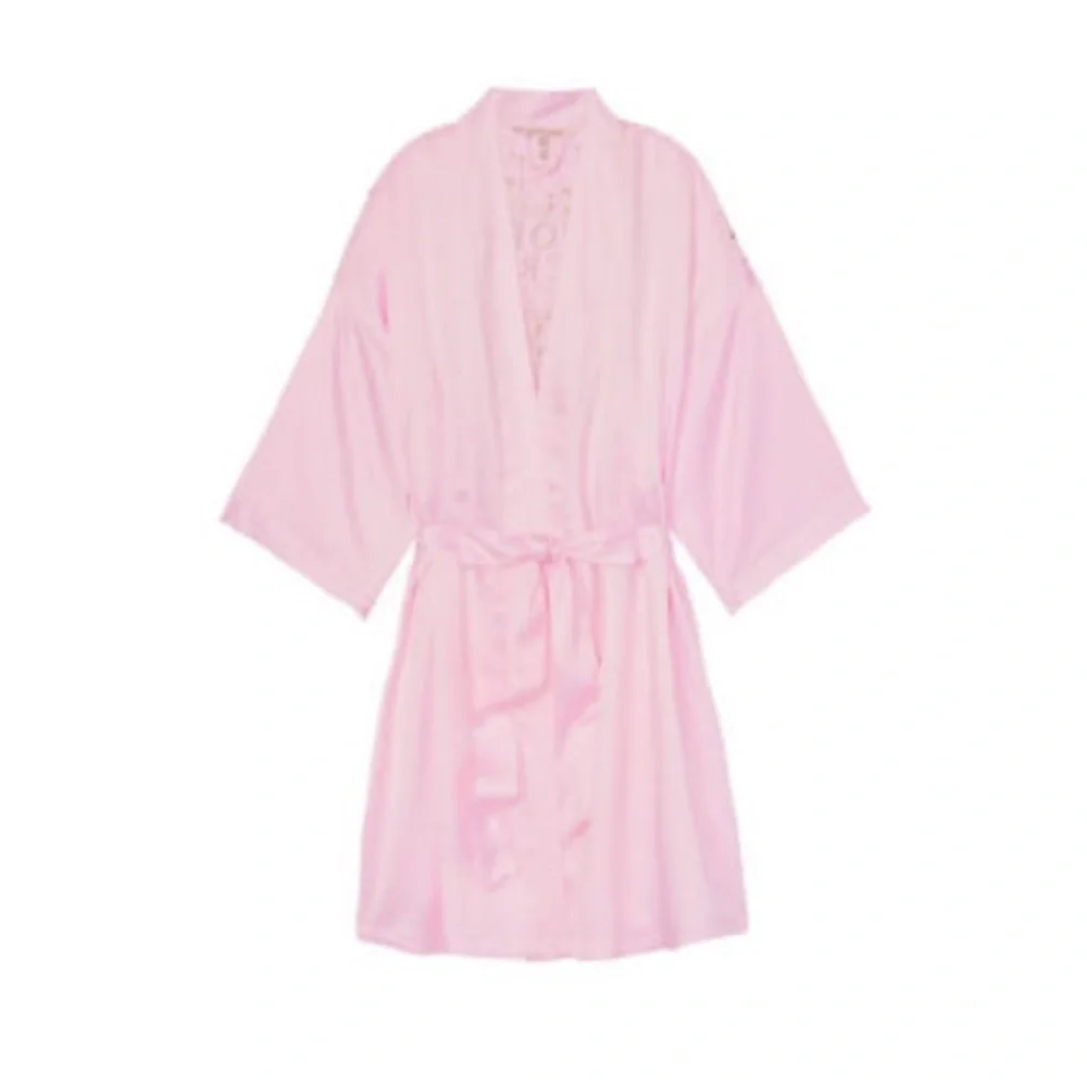 NWT Victoria Secret: Rare 🔥 Med & Lg NY 2018 Tie Up Pink Fashion Robe - Picture 4 of 4